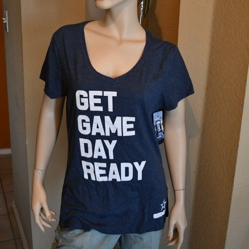 Dallas Cowboys Cowboy FIT Get Game Day Ready V Neck Women's Blue Heather TEE NW